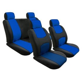 Show details of Free Upgrade Any Shipping Service to Priority Mail (Only Takes About 2-3days.) Univerisal Car Seat Cover Full Set Flat Cloth Blue/black.