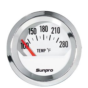 Show details of Sunpro CP8201 StyleLine Electrical Water/Oil Temperature Gauge - White Dial.