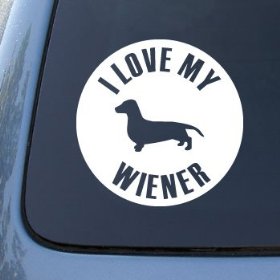 Show details of LOVE MY WIENER - Dog Dachshund - Vinyl Car Decal Sticker #1622 | Vinyl Color: White.