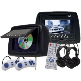 Show details of (2) NEW 7" LCD Headrest Car Monitors DVD Player USB SD.