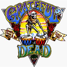 Show details of Grateful Dead - Quality Rock n Roll Since 1965 - Skeleton, Drums & Logo on White - Sticker / Decal.