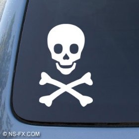 Show details of SKULL AND CROSSBONES - Pirates - Car, Truck, Notebook, Vinyl Decal Sticker #1080 | Vinyl Color: White.
