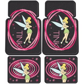 Show details of Tinkerbell Tink Optic Pink Dot 4 Pc Floor Mats Set.