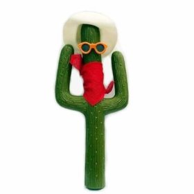 Show details of Green Cactus Car Antenna with Red Bandana.