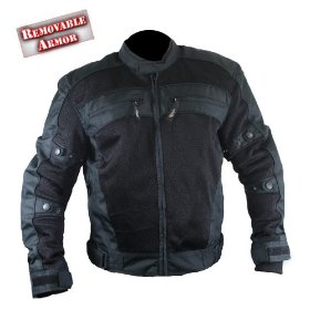 Show details of Mens Black Cordura Armored Motorcycle Jacket - Size : 2XL.