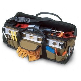 Show details of Custom LeatherCraft 1164 32 Pocket - 24-Inch Megamouth Tote Bag.