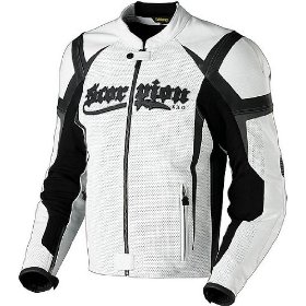 Show details of Scorpion Stinger Black/White Leather Motorcycle Jacket - Size : Large.