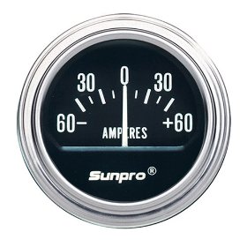 Show details of Sunpro CP7954 Electrical Ammeter Gauge - Black Dial.