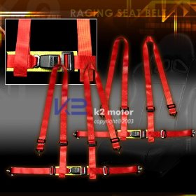 Show details of 2 New Jdm Racing Seat Belt Belts 4 Point Harness - Red.