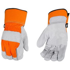 Show details of Black and Decker BD520L Premium Split Cowhide Leather Palm Work Gloves, Large.