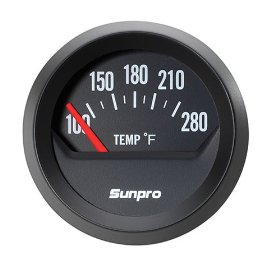 Show details of Sunpro CP8211 StyleLine Electrical Water/Oil Temperature Gauge - Black Dial.