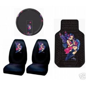 Show details of Jasmine Becket Fairy Pixie 5pc Combo Front Car Floor Mats Seat Covers Steering Wheel Cover Plus Free Rear Mats.