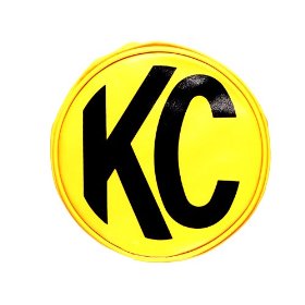 Show details of KC HiLiTES 5101 Yellow Vinyl 6" Round Light Cover with Black KC Logo - Set of 2.