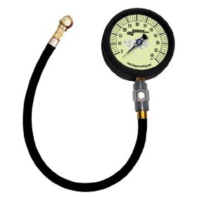 Show details of Longacre Racing Magnum Tire Air Pressure Gauge3-3/4&quot; Glow in the Dark Face0-60 PSI by 1 lb with 17&quot; ultra flex hose and carrying case.