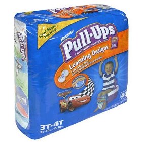 Show details of Huggies Pull-Ups Training Pants with Learning Designs, 3T-4T (32-40 lbs), Cars, Mega , 40 training pants.