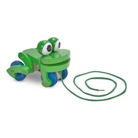 Show details of Melissa & Doug Deluxe Wooden Frolicking Frog Pull Toy.