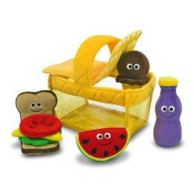 Show details of Melissa & Doug Deluxe Picnic Basket Fill & Spill Soft Baby Toy.