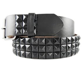 Show details of GENUINE LEATHER SNAP ON BLACK STUDDED BELT WITH A DETACHABLE BUCKLE FITS ANY BUCKLE.
