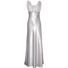 Show details of Satin Chiffon Prom Dress Gown Crystals Full Length.