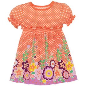 Show details of smocked border-print dress.