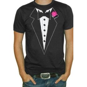 Show details of Black Tuxedo with Pink Flower T-Shirts.