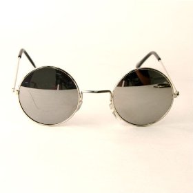 Show details of UB John Lennon Style Mirror Lens Sunglass w/ Drawstring Sunglass Pouch.