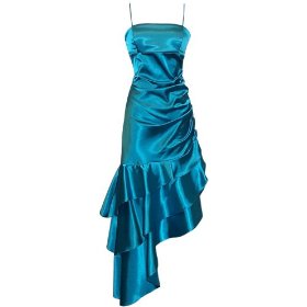 Show details of Ruched Ruffle Satin Prom Dress Bridesmaid.