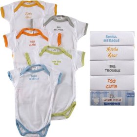 Show details of Luvable Friends 5-Pack Sayings Bodysuits - White.