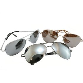 Show details of G&G Chrome Metal Silver Mirrored Aviator Sunglasses 3 Pair Special Spring Hinges.