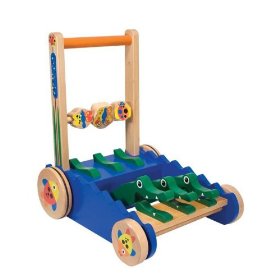 Show details of Melissa & Doug Deluxe Wooden Chomp and Clack Alligator Push Toy.