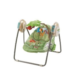 Show details of Fisher-Price Open Top Take-Along Swing with Music & Mobile - Rainforest.