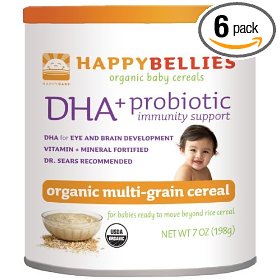 Show details of HAPPYBELLIES Multigrain Cereal, Organic, Contains DHA and Probiotics, 7-Ounce Canisters (Pack of 6).