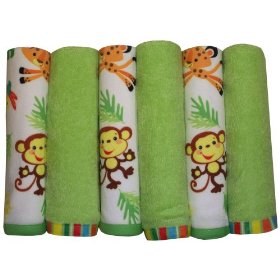 Show details of Fisher Price Rainforest Washcloth Set 6-Pack.