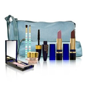 Show details of Estee Lauder Travel Set (Turquoise with Zipper) 7 Piece Set.