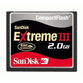 Show details of SanDisk SDCFX3-2048-901 2 GB Extreme III CompactFlash Card (Retail Package).