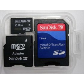 Show details of SanDisk 2GB MicroSD Card with SD &amp; MiniSD Adapters (SDSDQ-2048, BULK package).