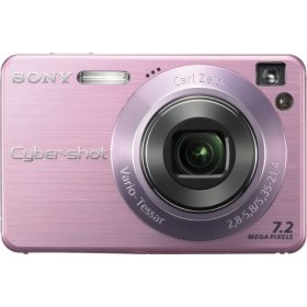 Show details of Sony Cybershot DSCW120/P 7.2MP Digital Camera with 4x Optical Zoom with Super Steady Shot (Pink).