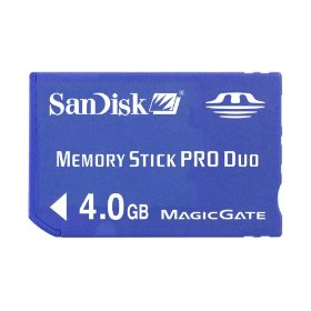 Show details of SanDisk SDMSPD-4096-A11 4 GB Memory Stick Pro Duo (Retail Package).