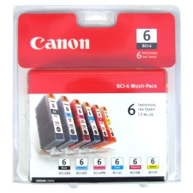 Show details of Canon BCI-6 Black/Color Ink Tank 6-Pack Set (4705A018).