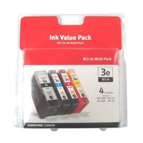 Show details of Canon BCI-3e Multipack Ink Tanks - 4 Pack (Black/Cyan/Magenta/Yellow) (4479A230).