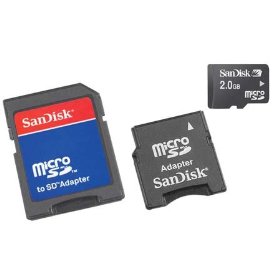 Show details of SanDisk 2GB Microsd Card with SD & MiniSD Adapters (SDQ-2048-A11MK US Retail Package).