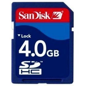Show details of Sandisk 4GB Secure Digital SD HC Memory Card (SDSDB-4096, BULK, No Reader).