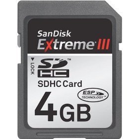 Show details of SanDisk 4 GB Extreme III SDHC Card (SDSDRX3-4096-A21, Retail Package).