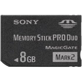 Show details of Sony MSMT8G//K 8GB Memory Stick PRO Duo (Mark2) Media.