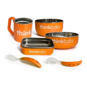 Show details of Thinkbaby BPA Free Feeding Set, Orange.