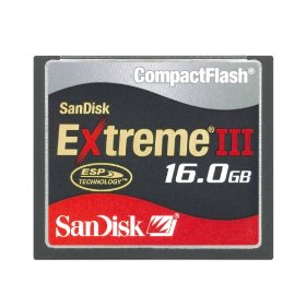 Show details of SanDisk SDCFX3-016G-A31 16 GB Extreme III CompactFlash Card (Retail Package).