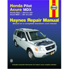 Show details of Honda Pilot Acura MDX: Honda Pilot - 2003 thru 2007 - Acura MDX - 2001 thru 2007 (Haynes Repair Manual) (Paperback).