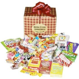 Show details of Nostalgic Candy Assortment Gift Box.