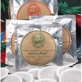 Show details of Exclusive, Aloha Island - VARIETY PACK Sampler - 20% Pure Kona Coffee Pods! Assortment of Roasts & Flavors; 18 KONA-PODS!.