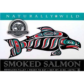 Show details of -FREE STANDARD SHIPPING!- Alaska Smokehouse 8 oz. Natural Smoked Salmon Gift Box.